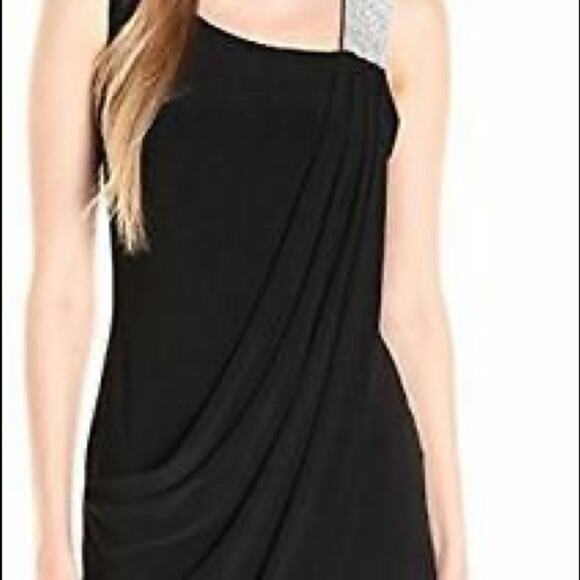 S.L. Fashions Dress Missy 16 Black Rhinestone Ruched Party Event Glam LBD NEW - Picture 10 of 10